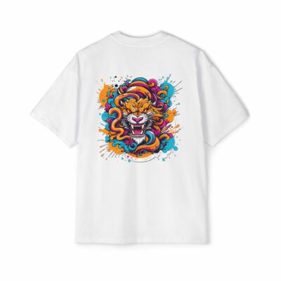 Journey On Men's Heavy Oversized Tee - Bold Lion Design for Casual Vibes