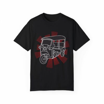 Unisex Garment-Dyed T-Shirt with Retro Tuk Tuk Design