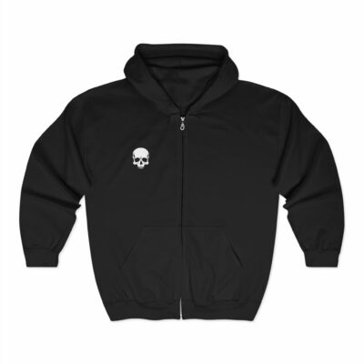 Skull & Graffiti Art Zip-Up Hoodie – Unisex Heavy Blend