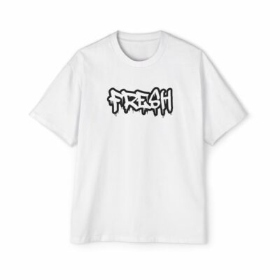 Men's Heavy Oversized Tee - 'FRESH' Graffiti Print Streetwear T-Shirt