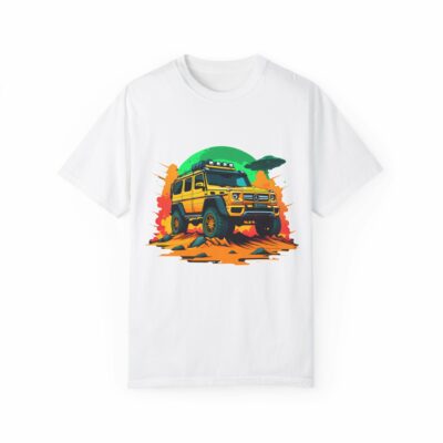 Adventure Awaits: Unisex Garment-Dyed T-Shirt with SUV Graphic