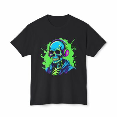 Cool Skeleton Headphones T-Shirt - Unisex HD Cottonâ„¢ Graphic Tee