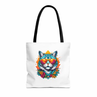 Cool Cat Sunglasses Tote Bag – Colorful Floral Design for Pet Lovers