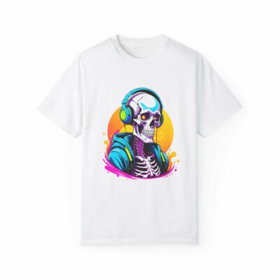 Vibrant Skeleton DJ Unisex Garment-Dyed T-shirt