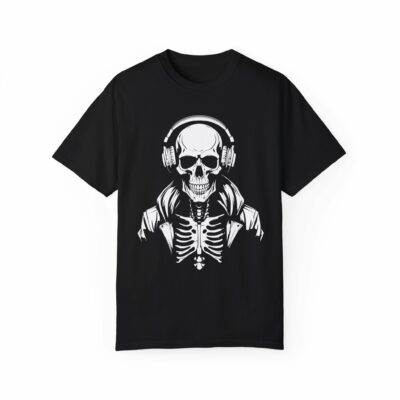 Skull Headphones Unisex Garment-Dyed T-Shirt