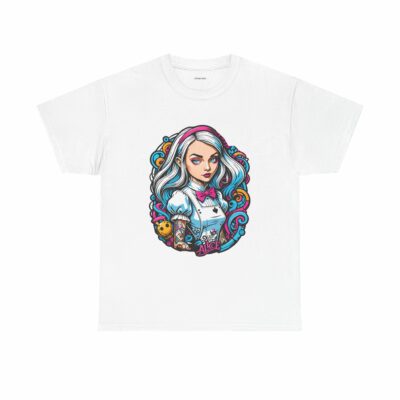 Alice in Wonderland Heavy Cotton Tee - Colorful Illustration T-Shirt