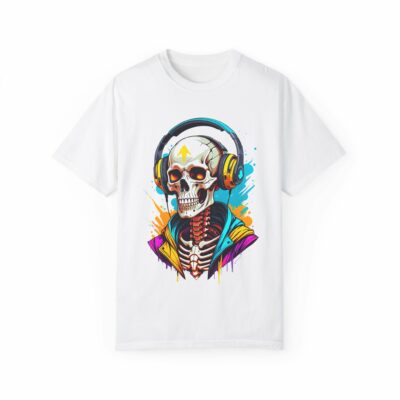 Vibrant Skull Headphones T-Shirt – Cool Unisex Graphic Tee